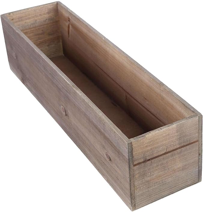 Efavormart 24"x6" Natural Rectangular Wood Planter Box Set with Removable Plastic Liners, DIY Rustic Wooden Box for Succulents, Wedding Centerpieces and Home Decor