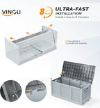 VINGLI 75 Gallon Collapsible Outdoor Storage Box, Simple-to-assemble Plastic Storage Containers with Lid, Patio Deck Box Furniture for Garden, Pool, Balcony, Yard (Grey)