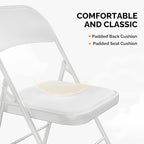 VINGLI 8 Pack Folding Chairs with Padded Seats, Metal Frame with Pu Leather Seat & Back, Capacity 350 lbs, White
