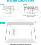 Canopy Tent, 10X10 FT Pop Up Canopy Outdoor Instant Tent Slant Legs with Carrying Bag, Portable Gazebo Shelter for Patio Deck Garden and Beach - 8X8 FT Canopy Cover (White)