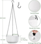 8.8 Inch Hanging Planters for Outdoor Indoor Plants, Set of 2 Self-Watering Hanging Pots with Drainage Hole & Plug II Screw-in Hooks II Non-deforming