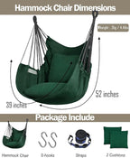 Halalona Hammock Chair Hanging Hammock Chair Rope Swing 2 Cushions Included-Sturdy & Durable Soft Cotton Hand Woven Hammock Swing for Bedroom, Porch, Patio-Indoor/Outdoor