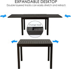 Kozyard Villa Expandable Patio Dining Table - Adjustable, Aluminum Outdoor Furniture for 4-6 Person, Perfect for Backyard, Porch, Deck, Garden - Brown, 43"- 86"