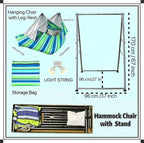 Hammock Chair Stand with X-Large Swing Chair with Footrest，Anti-Tip Thickened Weather-Resistant Iron Pipe Swing Frame, 450Lbs Stand Capacity Quick Assembly for Indoor Outdoor (Green Stripe)