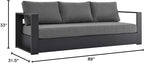 Modway Tahoe Aluminum Outdoor Patio Sofa in Gray Charcoal