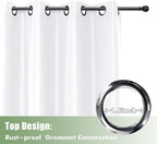 HolidayIdeas Outdoor Curtains for Patio Waterproof, 6 Panels - 54x95 Inches - Weatherproof Privacy Outsides Curtains for Cabana Porch Pergola, Sunlight & UV Blocking (White, Grommet Top)