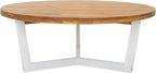 SAFAVIEH Outdoor Collection Leo Natural/White 3-Leg Round Coffee Table, Ideal for Deck, Patio, Backyard, Sunroom