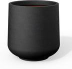 Kante 8.2" Dia Round Concrete Planter, Outdoor Indoor Large Plant Pots Containers with Drainage Hole and Rubber Plug for Home Garden Patio, Black
