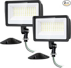 Onforu 65W LED Flood Lights Outdoor with Knuckle Mount, 7800LM Super Bright Garage Security Lights, IP66 Waterproof, 6500K Outside led Lights for Yard, Garage, Garden 2 Pack