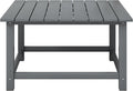 Coffee Table, Gray HDPE Square Outdoor, 30.75-Inch, Umbrella Hole