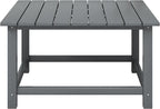 Coffee Table, Gray HDPE Square Outdoor, 30.75-Inch, Umbrella Hole