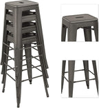 Devoko Metal Bar Stools 30" Indoor Outdoor Stackable Barstools Modern Style Industrial Vintage Counter Bar Stools Set of 4 (30 inch, Gun)