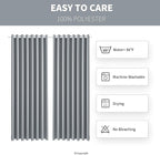 Waterproof Outdoor Curtain W105 x L84 - Grommet Top Sunlight Blocking Window Treatment Drapes Blackout Curtains for Home Bedroom Living Room Outdoor Patio Porch Gazebo (Light Gray, 2 Panels)