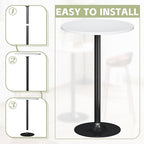 Flamaker Round Bistro Pub Table Modern Style Metal Base MDF Top Cocktail Bar Table Counter Bar Height for Pub, Dining Room, Party (1, White-Black)