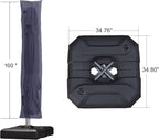 PURPLE LEAF 10'×10' Patio Umbrella with Base and Cover Outdoor Umbrella Large Cantilever Umbrella Windproof Offset Heavy Duty Sun for Garden Deck Pool Patio Navy Blue