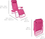 Best Choice Products Set of 2 Adjustable Steel Mesh Zero Gravity Lounge Chair Recliners w/Pillows and Cup Holder Trays - Hot Pink