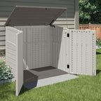 Suncast 4 Pack 34 Cu Ft Capacity Horizontal Outdoor Storage Shed for Garbage Cans, Garden Accessories, Backyard, and Patio Use, Vanilla