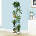 LINZINAR Plant Stand Metal 6 Tier 7 Potted Multiple Flower Pot Holder Shelf Indoor Outdoor Planter Display Shelving Unit for Patio Garden Corner Balcony Living Room (6 Tier 7 Potted, White)