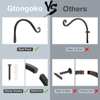 Gtongoko 2 Pack 8 Inch Plant Hangers Outdoor Metal, Plant Hooks for Wall Indoor, Outdoor Hooks for Hanging Bird Feeders, Plant Bracket, Lanterns, Wind Chinme, Black
