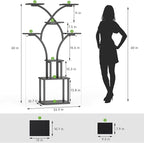 Elbourn Plant Stand Indoor with Grow Lights - 60" Tall Metal Plant Shelf for Multiple Plants, 8 Tiered Corner Plant Stands for Indoor Plants, X - Shaped Decorative Rack for Home, Living Room & Patio Decor (Black)