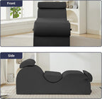 ijuicy Sleek Chaise Lounge Chair for Exercise, Indoor Lounger with Headrest, Waist Cushion, Movable Footrest, Side Pockets, Non-Slip Bottom, High Density Sponge, Dark Grey