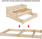 Yaheetech 3 Tier 47 x 47 x 22in Raised Garden Bed Horticulture Outdoor Elevated Flower Box Tiered Garden Bed Wooden Vegetables Growing Planter for Backyard/Patio/Gardener