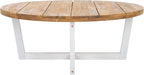 SAFAVIEH Outdoor Collection Leo Natural/White Solid Wood Round Coffee Table