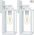 BesLowe 2-Pack Outdoor Wall Light Fixtures, Exterior Waterproof Wall Lanterns, Porch Sconces Wall Mounted Lighting with E26 Sockets & Glass Shades, Modern Wall Lamps for Front Door, Grey