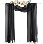 Outdoor Curtain Panel, Black Sheer Chiffon Arch Drape, 29 x 236 In