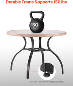 VEVOR Outdoor Patio Dining Table, 41 inch Round Wood-Like Steel Slat Backyard Bistro Coffee Tables for 4, with 1.5 in Umbrella Hole, Outside All-Weather Large Furniture for Lawn Garden Porch