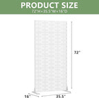 Casaphoria Metal Privacy Screen Outdoor, 72" H x 35" W Freestanding Decorative Privacy Screen for Patio Deck Balcony Garden with Stable Base, White-Brick