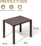 Side Table Aluminum Rectangular Patio End Table, Brown
