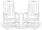 Oversized Rocking Chairs Outdoor Set of 2, High Back Porch Rocker Chair, HDPE All Weather Resistant Rocking Chairs for Patio, 380lbs Weight Capacity, White