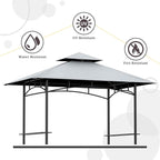 Grill Gazebo Replacement Canopy Top - AONEAR 5'x8' Outdoor BBQ Tent Roof Cover Double Tiered Outdoor Grill Shelter Fit for Model L-GG001PST-F (Gray)
