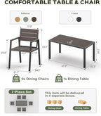 67" HDPS Outdoor Patio Dining Table, Aluminum-Edged Outdoor Dining Table with Umbrella Hole, Weather-Resistant for Lawn, Garden, Poolside and Indoor Use, Charcoal