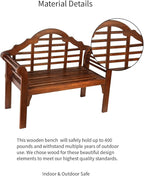 Plow & Hearth Weatherproof Lutyens Eucalyptus Wood Garden Bench | Foldable Patio Benches | Outdoor Furniture Seating for Porch Park Deck | Natural