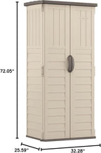 Suncast Vertical Outdoor Storage Shed with All-Weather Construction, Vanilla