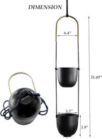 Modern Metal Hanging Planter for Indoor Outdoor Plants with Hook 2 Tier Boho Wall and Ceiling Flower Pots Baskets Holder Home Office Decor(Black)