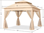COOSHADE 11x11Ft Easy Pop Up Gazebo Tent Instant Outdoor Canopy Shelter with Mosquito Netting Walls(Khaki)