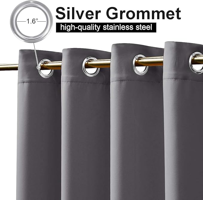 NICETOWN Heavy Weighted Outdoor Curtain Waterproof & Windproof, Thermal Insulated Sunblock with Rustproof Grommets Top and Bottom Blackout Outdoor Drape for Patio, 1 Piece, W84 x L95, Grey
