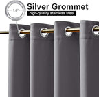 NICETOWN 2 Panels Outdoor Curtains for Patio Waterproof 108" Length, Thermal Insulated Rustproof Top and Bottom Grommet Fixed Weighted Blackout Outdoor Drapes for Porch/Gazebo, Grey, W84 x L108