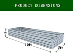 10×3×1FT(2PCS) Galvanized Raised Garden Bed Kit, Metal Planter Boxes,Large Outdoor Planters Garden for Planting Vegetables,Flowers,Herbs -Silver