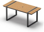 Outdoor Dining Table for 6, HDPS+ Aluminum Patio Dning Table with U-Shape Leg, Size: 67.4"*32.3"*29.6",Modern Rectangular Table for Lawn, Garden (Gray-Teak)