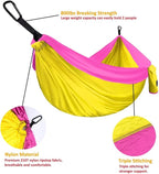 Gold Armour Camping Hammock - XL Double Hammock Portable Hammock Camping Accessories Gear for Outdoor Indoor with Tree Straps, USA Based Brand (Yellow and Pink)
