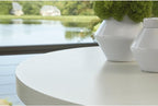 Signature Design by Ashley Seton Creek Casual Outdoor Bar Table with Umbrella Hole, Beige & White