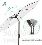 JEAREY 9FT Outdoor Patio Umbrella with Solar Lights, LED Lighted Pool Umbrella with Tilt and Crank, Outdoor Table Umbrellas for Deck, Yard & Market (Cream White)