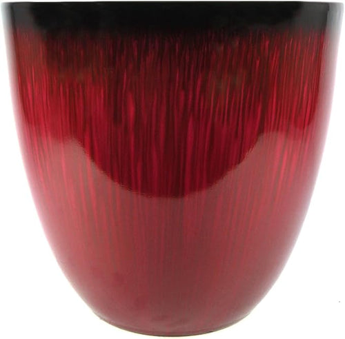 (EPR12-206) Large Egg Shaped Planter – 12 Inch, Red Flower