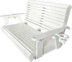 HDPE Porch Swing with 18/8 Stainless Steel Bolts, Ergonomic Design, Ultra Weather-Resistant, Heavy Duty 1200 LBS, for Outdoor Patio Garden Yard (Vanilla White)