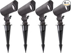 LED Landscape Lights with Connectors, 12V Low Voltage, Warm White 3000k, 4W, 175LM, Outdoor Waterproof Garden Pathway Lights Wall Tree Flag Spotlights with Spike Stand, 4 Pack