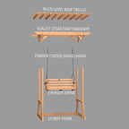Backyard Discovery Callahan 8' x 5' Cedar Wood Outdoor Patio Pergola Swing Bench with Trellis, Two-Person Seating, Chains, Water Resistance, 600 Lb Weight Capacity for Porch, Patio, Deck, Garden